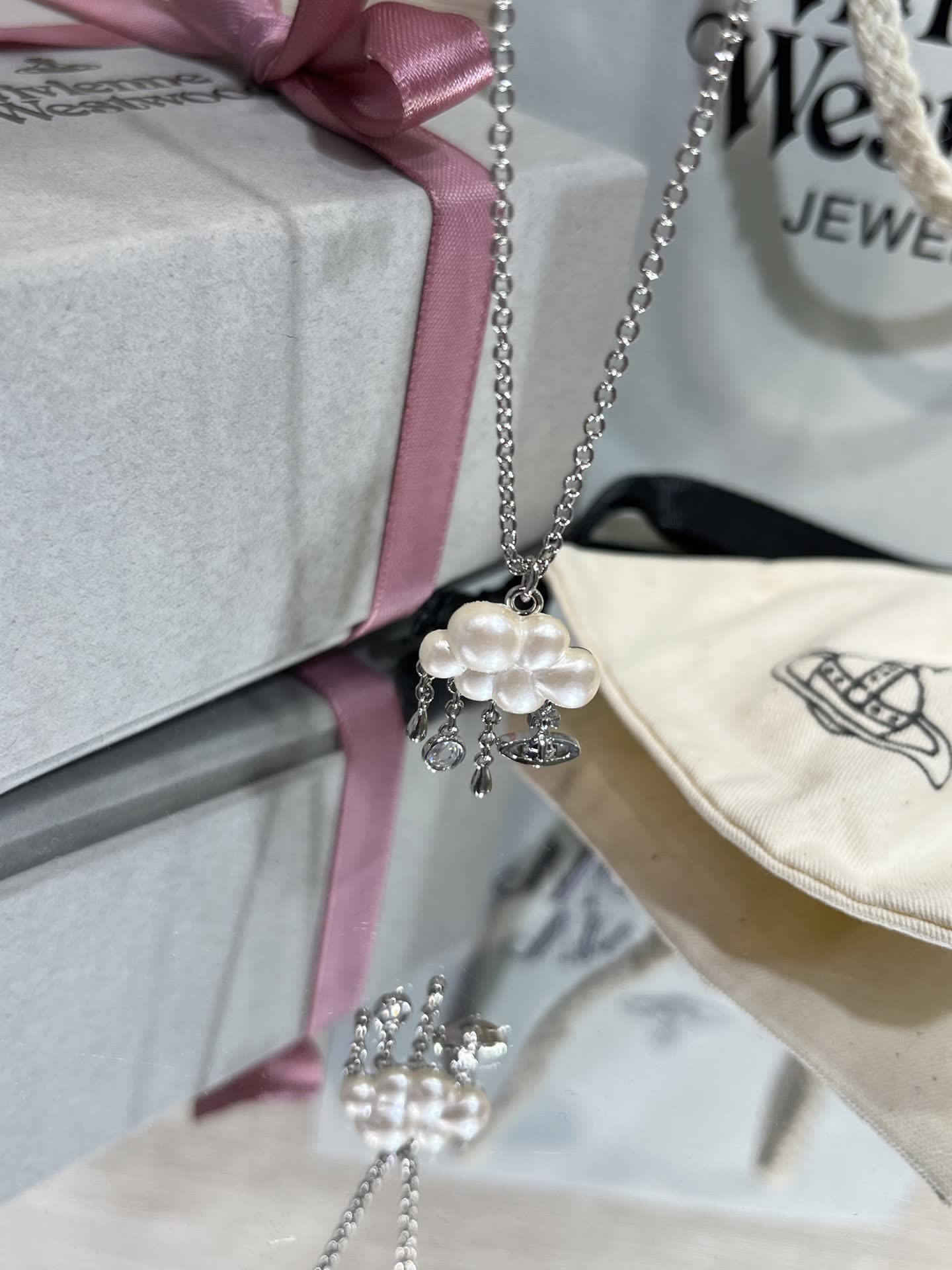 Vivienne Westwood Silver Cloud Pearl Necklace